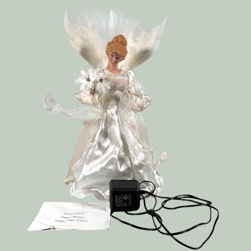 Kmart Magical Light-Up Angel Animated Fiber Optic Tree Topper 15in White China